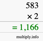 How to calculate 583 times 2 using long multiplication How to calculate 583 times 2 using long multiplication