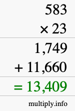 How to calculate 583 times 23 using long multiplication How to calculate 583 times 23 using long multiplication