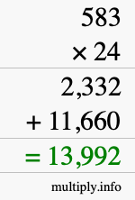 How to calculate 583 times 24 using long multiplication How to calculate 583 times 24 using long multiplication