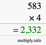 How to calculate 583 times 4 using long multiplication How to calculate 583 times 4 using long multiplication