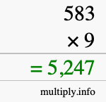 How to calculate 583 times 9 using long multiplication