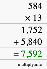 How to calculate 584 times 13 using long multiplication How to calculate 584 times 13 using long multiplication