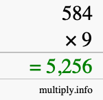 How to calculate 584 times 9 using long multiplication