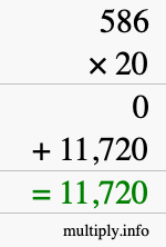 How to calculate 586 times 20 using long multiplication