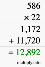 How to calculate 586 times 22 using long multiplication
