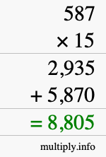How to calculate 587 times 15 using long multiplication How to calculate 587 times 15 using long multiplication