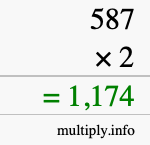 How to calculate 587 times 2 using long multiplication How to calculate 587 times 2 using long multiplication