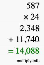 How to calculate 587 times 24 using long multiplication How to calculate 587 times 24 using long multiplication