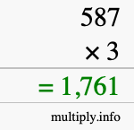 How to calculate 587 times 3 using long multiplication How to calculate 587 times 3 using long multiplication