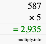 How to calculate 587 times 5 using long multiplication How to calculate 587 times 5 using long multiplication