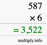 How to calculate 587 times 6 using long multiplication
