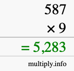 How to calculate 587 times 9 using long multiplication