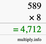 How to calculate 589 times 8 using long multiplication