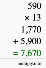 How to calculate 590 times 13 using long multiplication How to calculate 590 times 13 using long multiplication