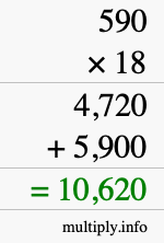 How to calculate 590 times 18 using long multiplication How to calculate 590 times 18 using long multiplication