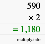 How to calculate 590 times 2 using long multiplication How to calculate 590 times 2 using long multiplication