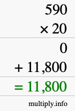 How to calculate 590 times 20 using long multiplication How to calculate 590 times 20 using long multiplication