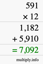 How to calculate 591 times 12 using long multiplication How to calculate 591 times 12 using long multiplication