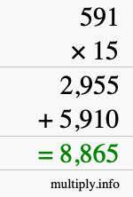 How to calculate 591 times 15 using long multiplication How to calculate 591 times 15 using long multiplication