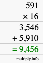 How to calculate 591 times 16 using long multiplication How to calculate 591 times 16 using long multiplication