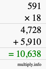 How to calculate 591 times 18 using long multiplication How to calculate 591 times 18 using long multiplication