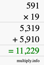 How to calculate 591 times 19 using long multiplication