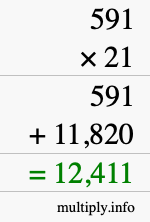 How to calculate 591 times 21 using long multiplication How to calculate 591 times 21 using long multiplication