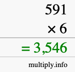 How to calculate 591 times 6 using long multiplication