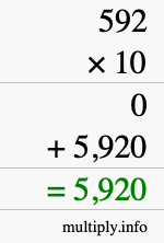 How to calculate 592 times 10 using long multiplication How to calculate 592 times 10 using long multiplication
