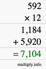 How to calculate 592 times 12 using long multiplication How to calculate 592 times 12 using long multiplication