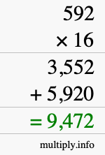 How to calculate 592 times 16 using long multiplication How to calculate 592 times 16 using long multiplication
