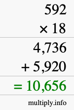 How to calculate 592 times 18 using long multiplication How to calculate 592 times 18 using long multiplication