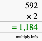 How to calculate 592 times 2 using long multiplication How to calculate 592 times 2 using long multiplication