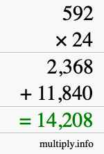 How to calculate 592 times 24 using long multiplication How to calculate 592 times 24 using long multiplication