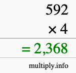 How to calculate 592 times 4 using long multiplication How to calculate 592 times 4 using long multiplication