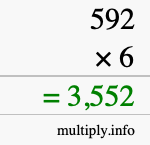 How to calculate 592 times 6 using long multiplication