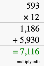 How to calculate 593 times 12 using long multiplication How to calculate 593 times 12 using long multiplication