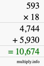 How to calculate 593 times 18 using long multiplication How to calculate 593 times 18 using long multiplication