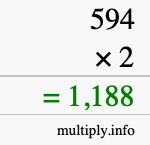 How to calculate 594 times 2 using long multiplication How to calculate 594 times 2 using long multiplication