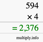 How to calculate 594 times 4 using long multiplication How to calculate 594 times 4 using long multiplication