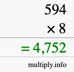 How to calculate 594 times 8 using long multiplication