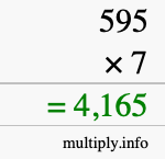 How to calculate 595 times 7 using long multiplication