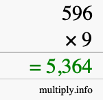 How to calculate 596 times 9 using long multiplication