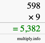 How to calculate 598 times 9 using long multiplication How to calculate 598 times 9 using long multiplication