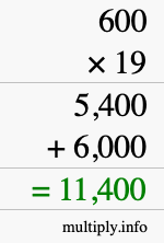 How to calculate 600 times 19 using long multiplication How to calculate 600 times 19 using long multiplication