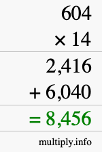 How to calculate 604 times 14 using long multiplication How to calculate 604 times 14 using long multiplication