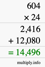 How to calculate 604 times 24 using long multiplication How to calculate 604 times 24 using long multiplication