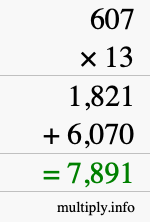 How to calculate 607 times 13 using long multiplication How to calculate 607 times 13 using long multiplication