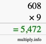 How to calculate 608 times 9 using long multiplication How to calculate 608 times 9 using long multiplication