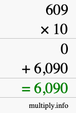 How to calculate 609 times 10 using long multiplication